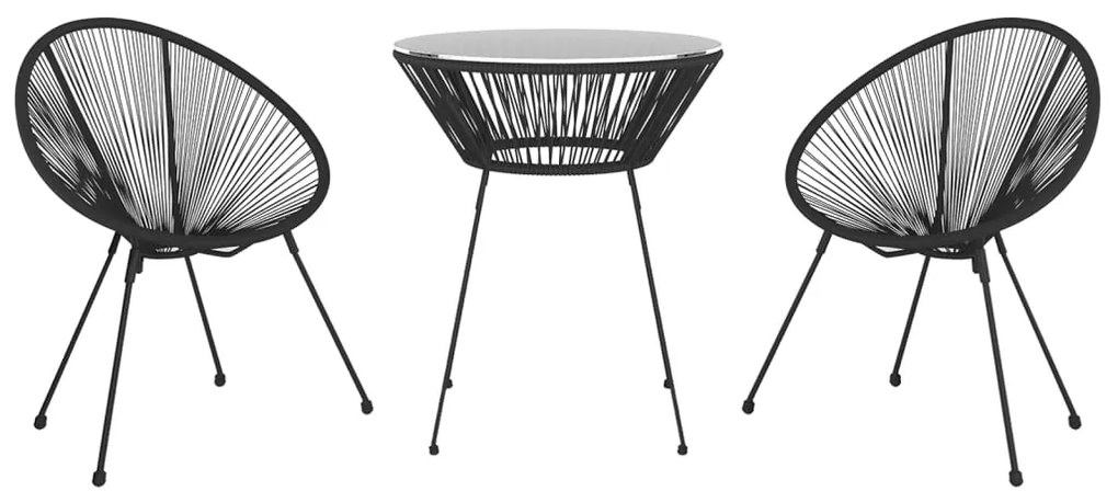 vidaXL Τραπεζαρία Κήπου Σετ 3 Τεμαχίων Μαύρο