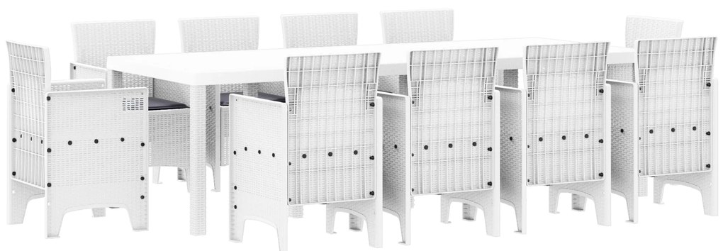 vidaXL Σετ Τραπεζαρίας Κήπου 11 pcs Λευκό 250 x 100 x 73 εκ