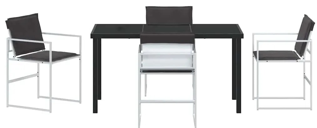 vidaXL Σέτ φαγητού για κήπο 5 pcs Λευκό Χάλυβας με επίστρωση πούδρας