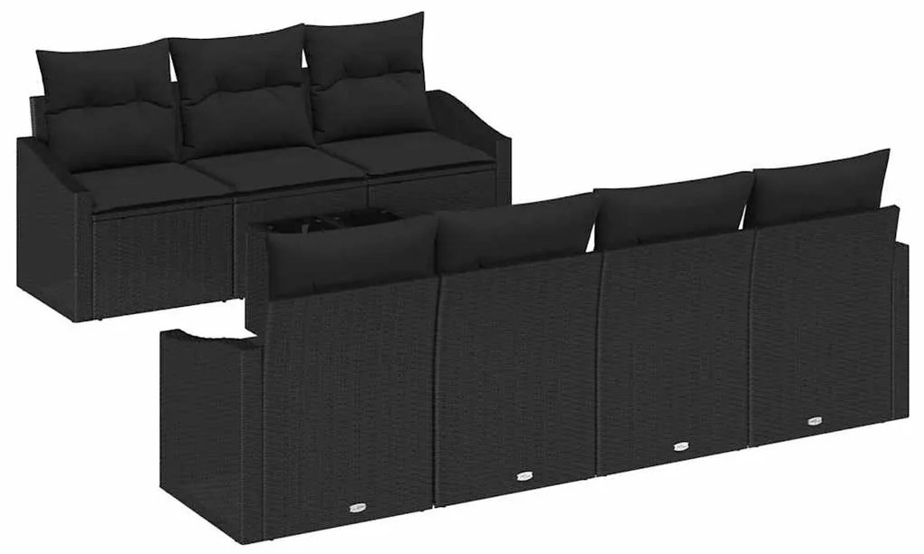 vidaXL Σετ Καναπέ Κήπου με μαξιλάρι 8 pcs Μαύρο 55 x 55 x 37 εκ