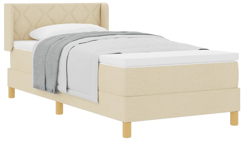 vidaXL Κρεβάτι με ανατομικό στρώμα Κρεμ 90 x 200 cm, Υφασμα.