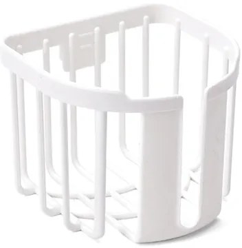 HOME USE επιτοίχια χαρτοθήκη μπάνιου HUH-0223 με αυτοκόλλητο, 11x14x13.5cm, λευκή