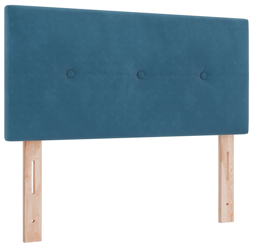 vidaXL Κρεβάτι Box Spring με Στρώμα Σκούρο Μπλε 90x200 εκ Βελούδο
