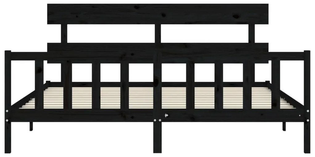 vidaXL Πλαίσιο Κρεβατιού με Κεφαλάρι Μαύρο 200x200 εκ. Μασίφ Ξύλο