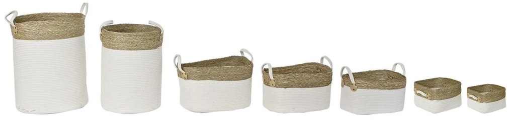 Σετ Καλαθιών DKD Home Decor Λευκό Καφέ Φυσική ίνα 41 x 41 x 52,5 cm
