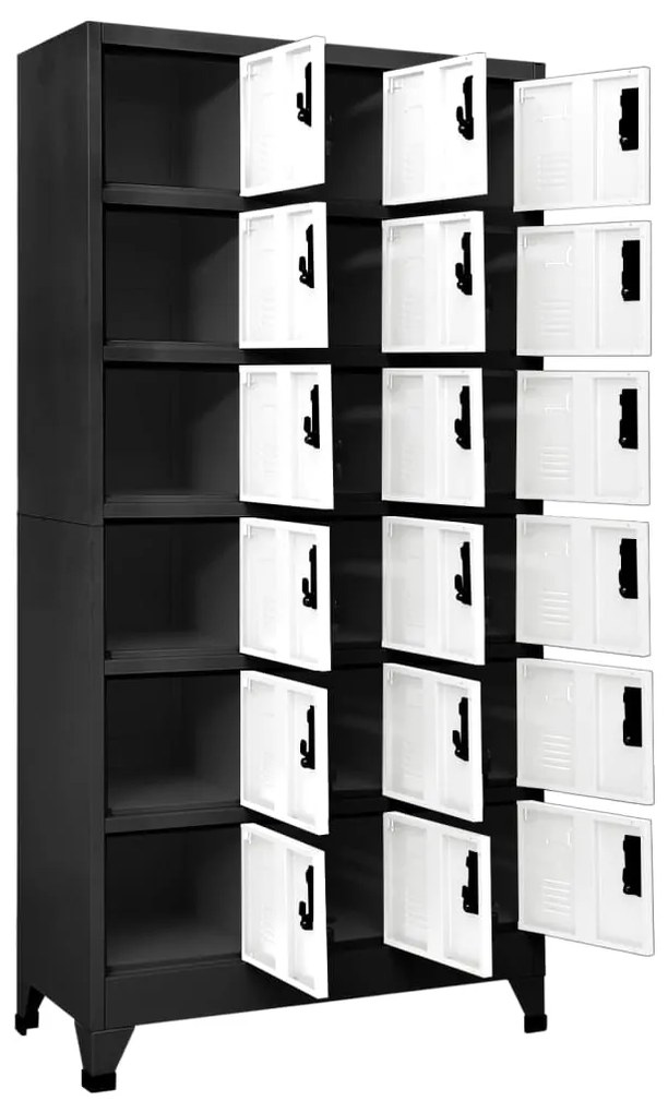 vidaXL Φοριαμός Ανθρακί και Λευκό 90 x 40 x 180 εκ. Ατσάλινος