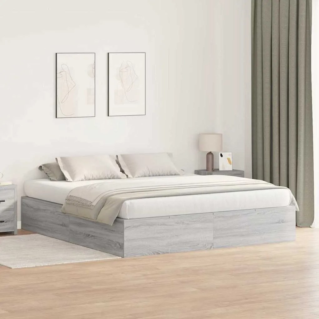 vidaXL Σκελετός Κρεβατιού Γκρι sonoma 200 x 180 x 31.5 εκ.