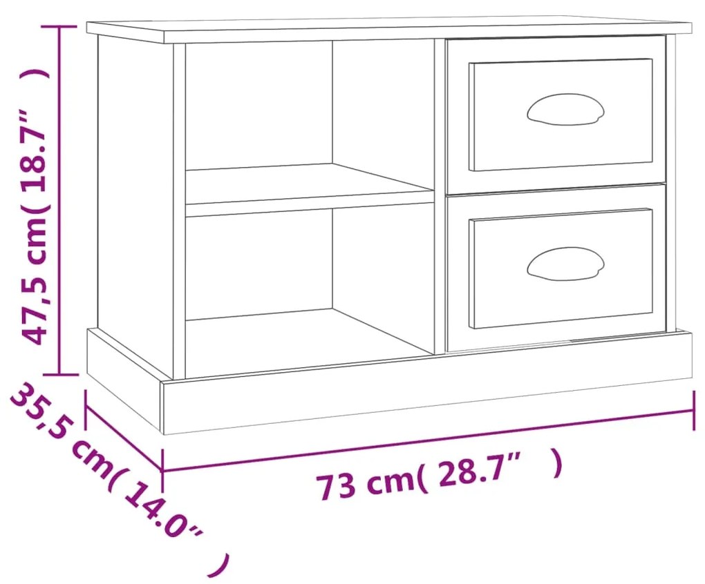 Έπιπλο Τηλεόρασης Sonoma Δρυς 73x35,5x47,5 εκ. Επεξ. Ξύλο - Καφέ