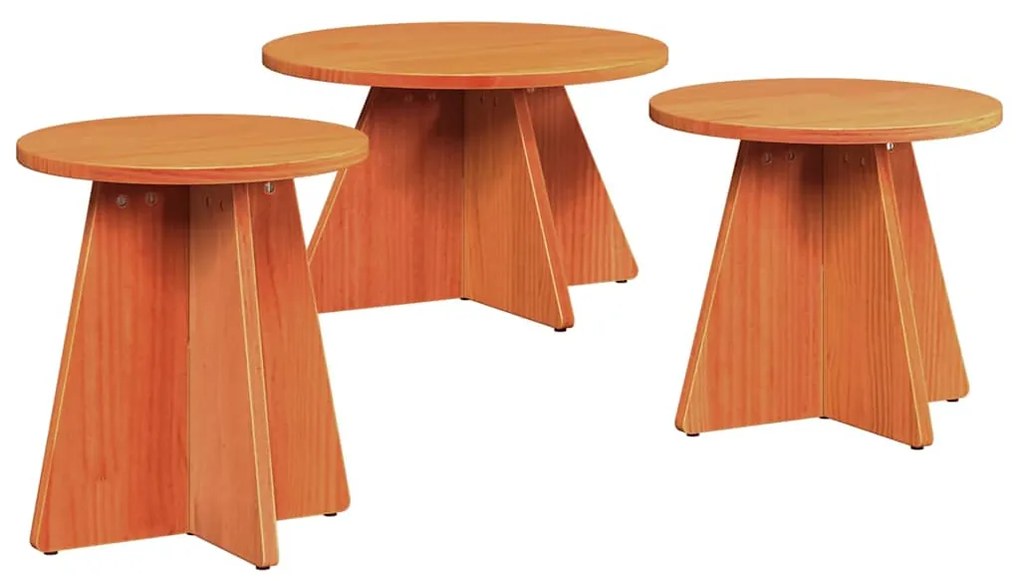 vidaXL Τραπεζάκι σαλονιού 3 pcs Καφέ κεριού 49 x 49 x 30 εκ.