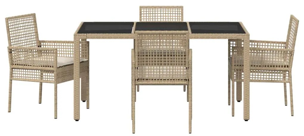 vidaXL Σέτ φαγητού για κήπο 5 pcs Μπεζ συνθετικό ρατάν