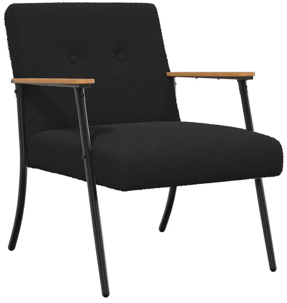 vidaXL Πολυθρόνα Μαύρο 59 x 75 x 78 εκ Κάλαθος ύφασμα με σγουρή υφή