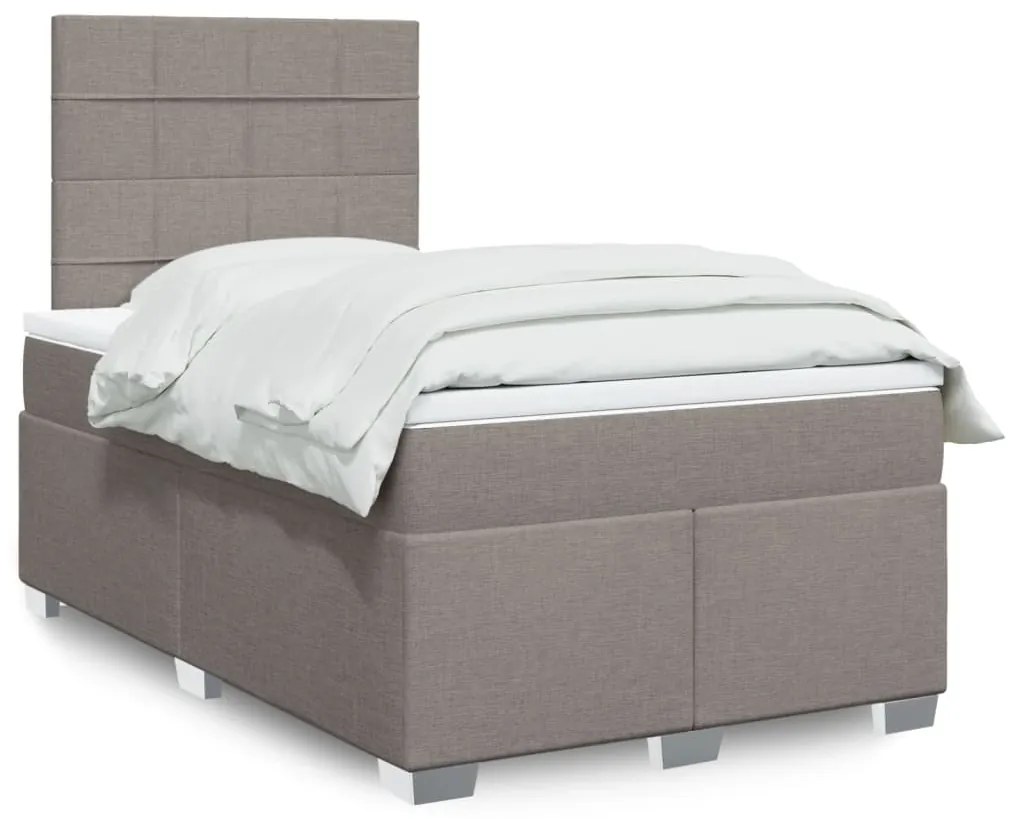 vidaXL Κρεβάτι Boxspring με Στρώμα Taupe 120x200 εκ. Υφασμάτινο