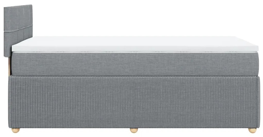 Κρεβάτι Boxspring με Στρώμα Ανοιχτό Γκρι 100x200 εκ. Υφασμάτινο - Γκρι