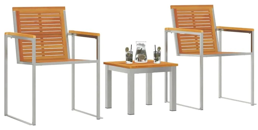 vidaXL Ξαπλώστρα 3 pcs Καφέ 200 x 60 x 88εκ Μασίφ ξύλο ακακίας