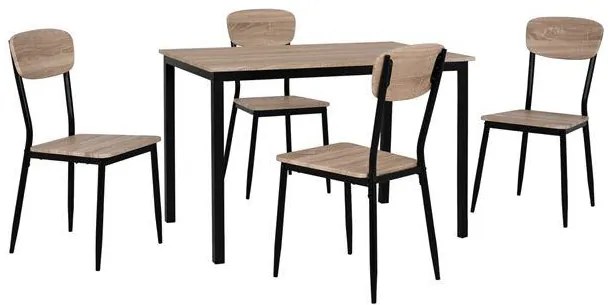Σετ τραπεζαρίας C10339 5τμχ SONAMA και Μαύρα Πόδια 110x70x76εκ.