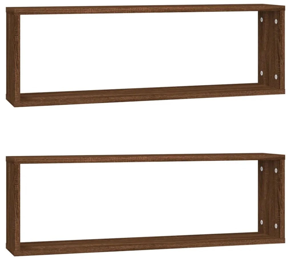 vidaXL Ραφιέρες Τοίχου Κύβος 2 τεμ Καφέ Δρυς 80x15x26,5 εκ. Επεξ. Ξύλο