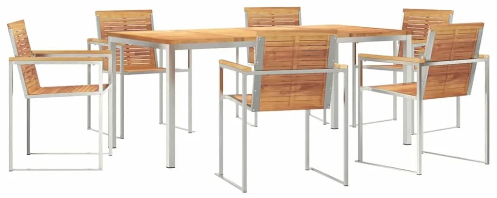 vidaXL Σέτ φαγητού για κήπο 7 pcs Συμπαγές Ξύλο Τικ