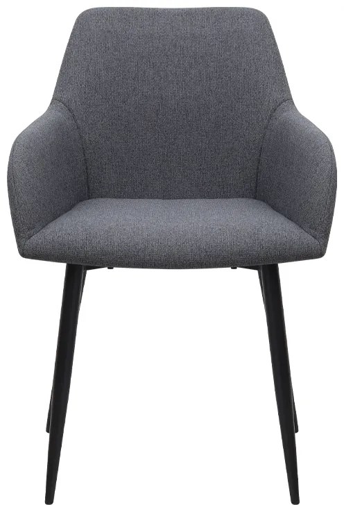 Πολυθρόνα τραπεζαρίας Monica Megapap γκρι ύφασμα - μεταλλικό μαύρο πόδι 54x57x84εκ.