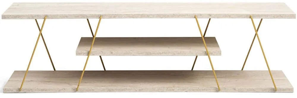 Έπιπλο Τηλεόρασης Canaz 854KLN3086 120x30x33cm Travertine Beige-Gold