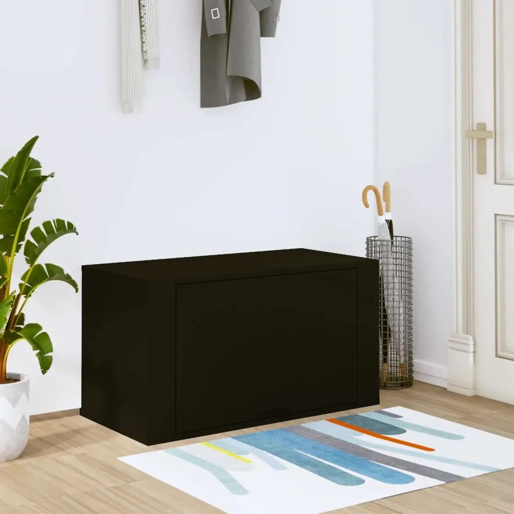 vidaXL Παπουτσοθήκη Επιτοίχια Μαύρη 70x35x38 εκ. Επεξεργασμένο Ξύλο