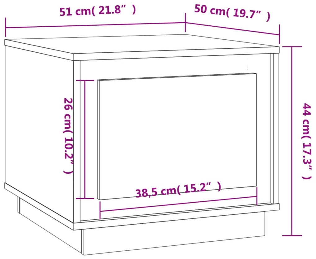 Τραπεζάκι Σαλονιού Γυαλ. Λευκό 51x50x44 εκ. Επεξεργ. Ξύλο - Λευκό