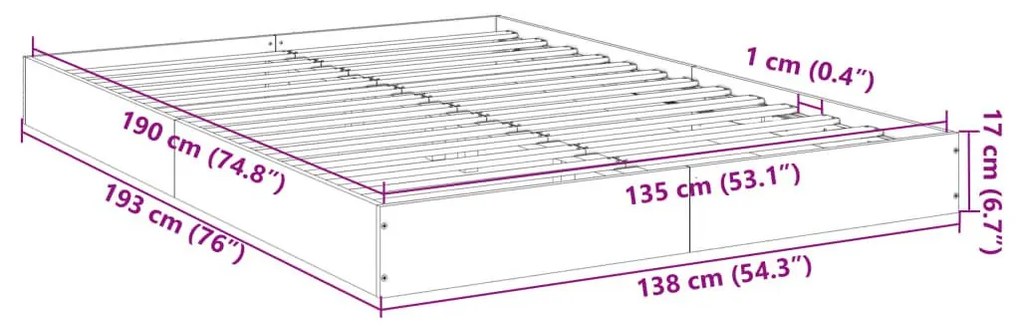 Πλαίσιο Κρεβατιού Sonoma Δρυς 135x190 εκ. Επεξεργασμένο Ξύλο - Καφέ