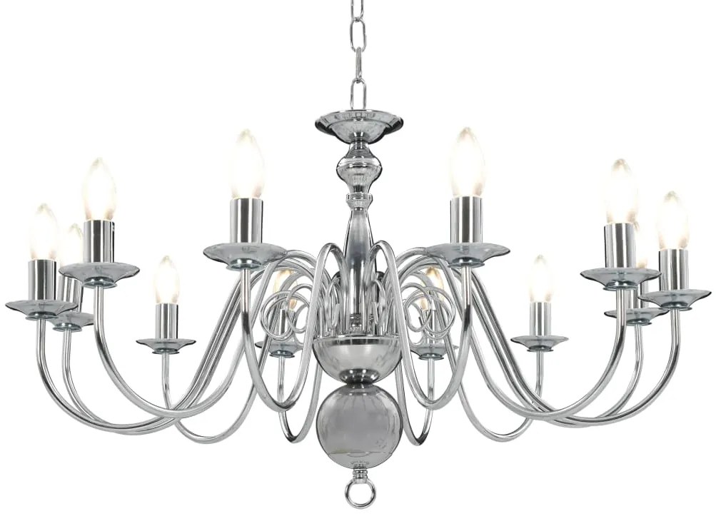 vidaXL Πολυέλαιος Ασημί με 12 Ντουί Ε14