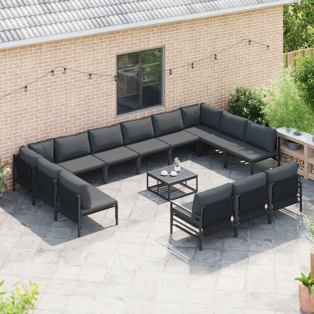 vidaXL Σετ Καναπέ Κήπου 13 pcs Ανθρακί Ατσάλι