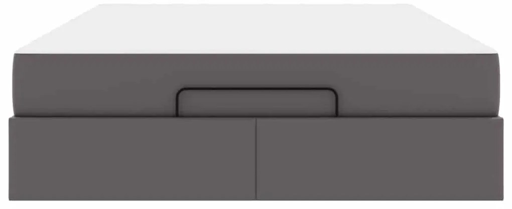 vidaXL Σκελετός κρεβατιού με στρώμα Γκρι 140 x 200 cm Τεχνητό δέρμα