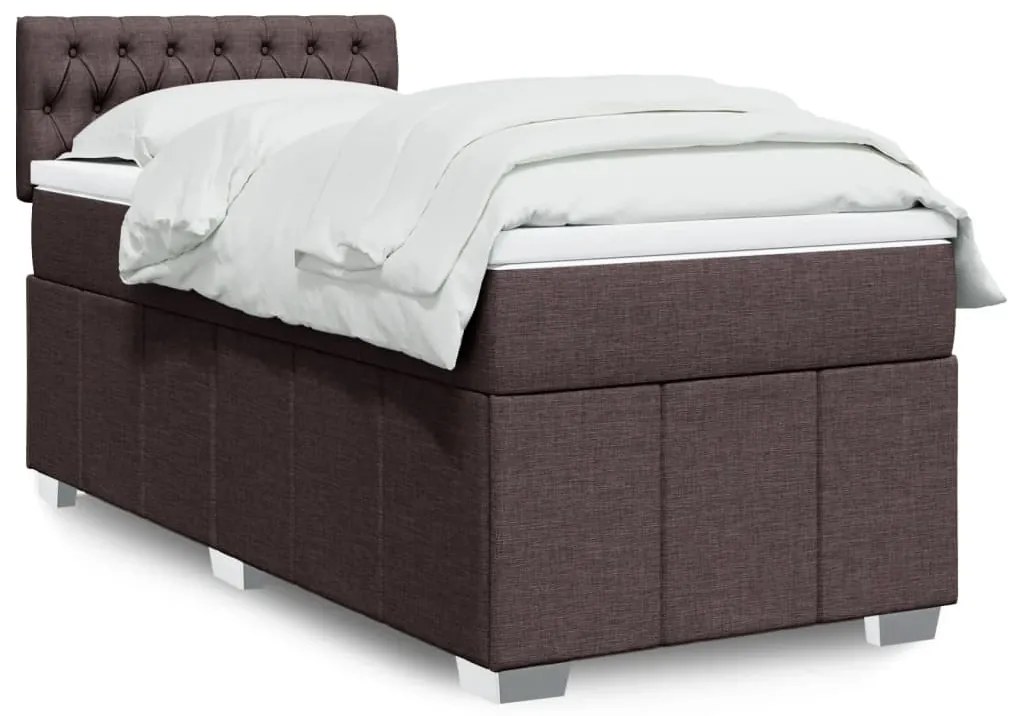 vidaXL Κρεβάτι Boxspring με Στρώμα Σκούρο Καφέ 80x200 εκ. Υφασμάτινο