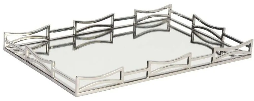 Διακοσμητικός Δίσκος Με Καθρέπτη MR19213 56x36cm Silver Espiel Steel,Glass