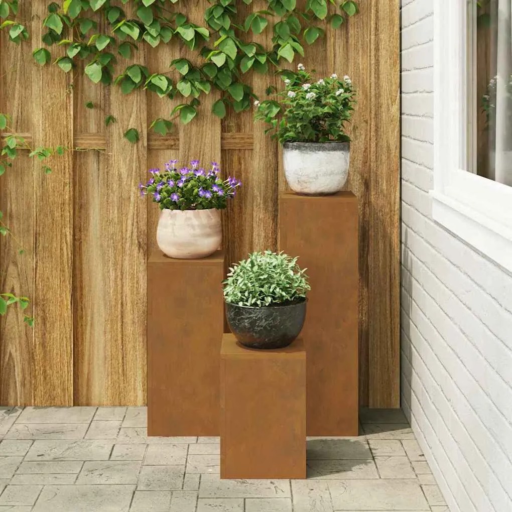 vidaXL Στήριξη φυτών 3 pcs Σκ rusty 24 x 24 x 75 εκ.
