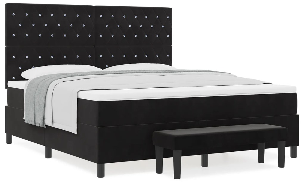 vidaXL Κρεβάτι με ελατήρια με στρώμα Μαύρο 180 x 200 cm Βελούδο