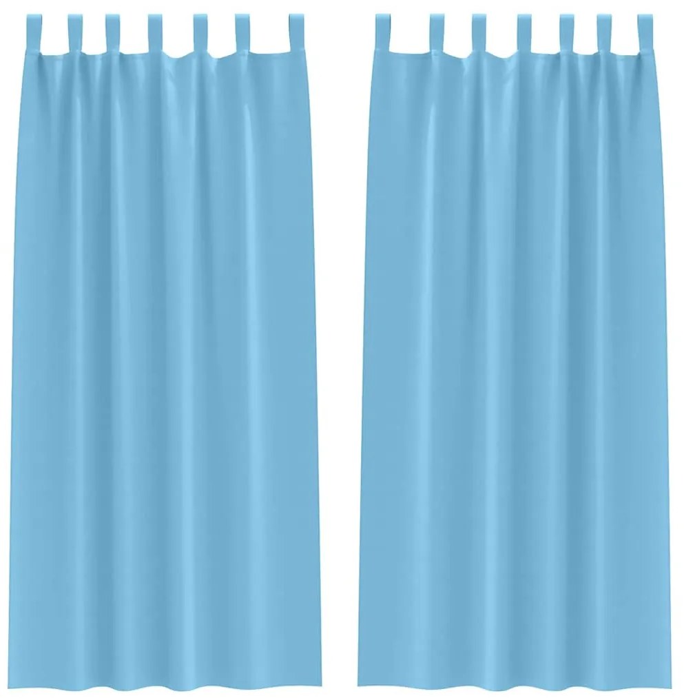 vidaXL Κουρτίνες με κουρτίνες 2 pcs Γαλάζιο 225x140εκ. Πολυεστέρας