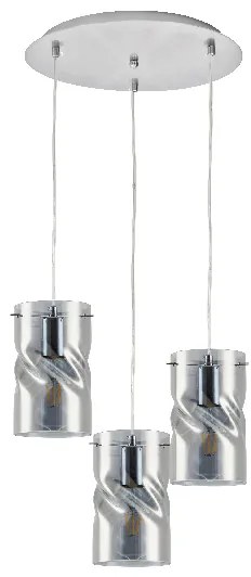 KQ S0616-3 TWIST SMOKEY PENDANT GLASS+