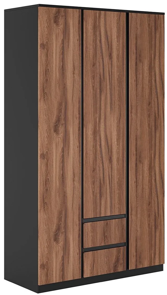 Τρίφυλλη Ντουλάπα Ρούχων RONAN Livorno Oak/Μαύρο 120x52x210.5