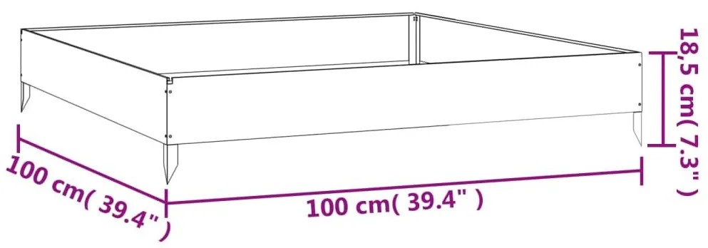 Ζαρντινιέρα 100 x 100 x 18,5 εκ. από Ατσάλι Σκληρυθέν στον Αέρα - Καφέ