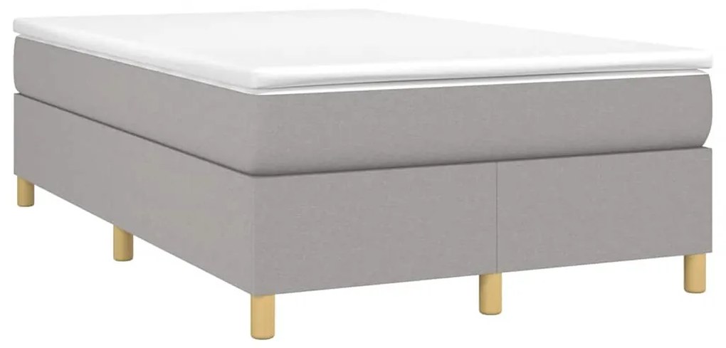 vidaXL Κρεβάτι Boxspring με Στρώμα Ανοιχτό Γκρι 120x190 εκ. Υφασμάτινο