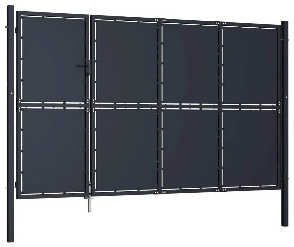 vidaXL Πόρτα Κήπου Ανθρακί 350x150 εκ. από Ατσάλι