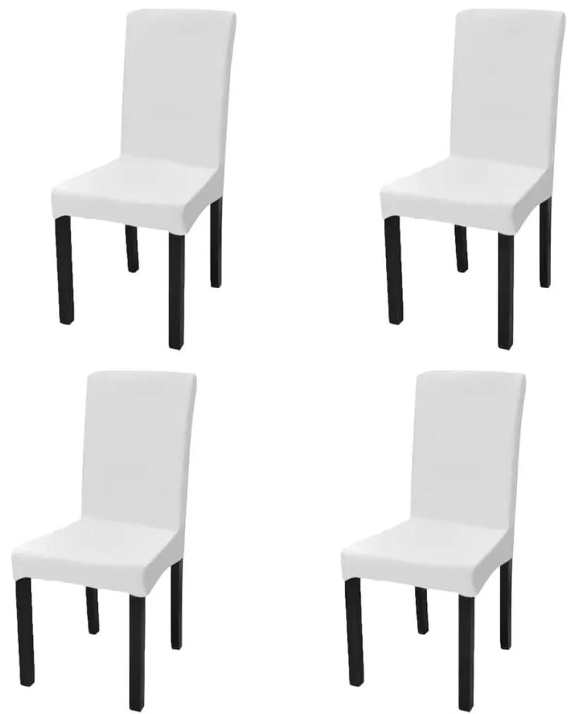 Κάλυμμα Καρέκλας Ελαστικό Ίσιο 4 τεμ. Λευκό - Λευκό