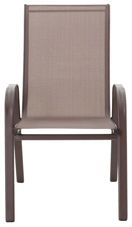 Πολυθρόνα Calan pakoworld μέταλλο σκούρo καφέ-textilene καφέ 54x74x91εκ