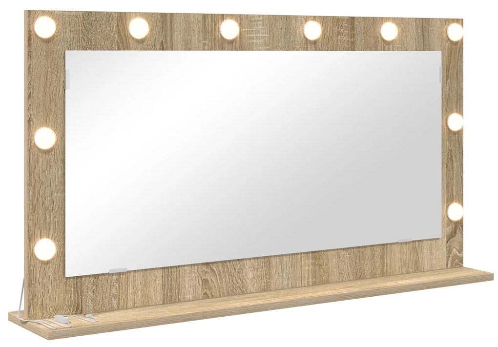 vidaXL Καθρέφτης τουαλέτας  Sonoma Oak MDF, Γυαλί 100 x 55 x 18 εκ.