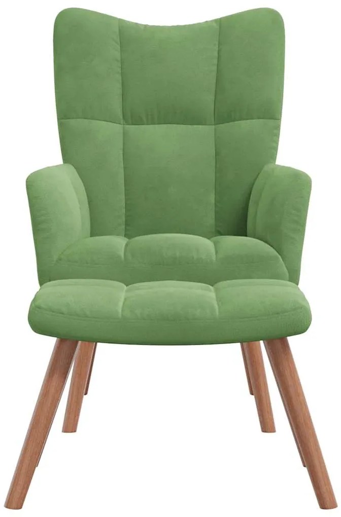 vidaXL Πολυθρόνα Relax Ανοιχτό Πράσινο Βελούδινη με Σκαμπό