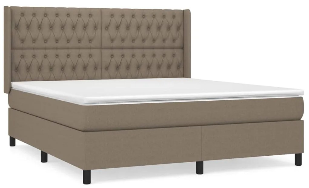 Κρεβάτι Boxspring με Στρώμα Taupe 180x200 εκ. Υφασμάτινο - Μπεζ-Γκρι