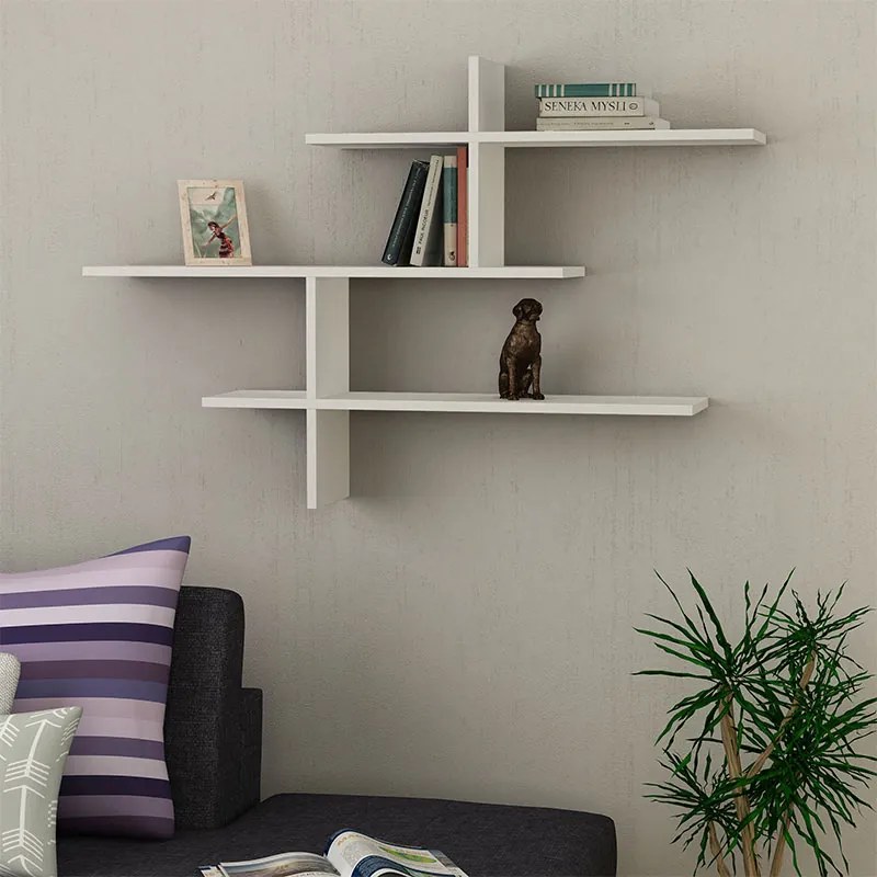 Ραφιέρα τοίχου Leo Megapap χρώμα λευκό 123x22x80εκ.