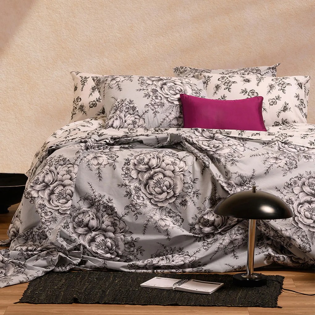 Σεντόνια King Size (Σετ) Melinen Ultra Line Zane Grey Γκρι ΜΕ ΛΑΣΤΙΧΟ 180x200+32