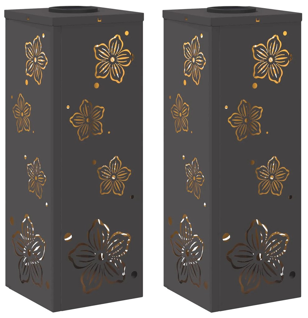 vidaXL Ηλιακό LED Φως Δρόμου 2 pcs Μαύρο Κρύο Ρολαρισμένο Χάλυβα