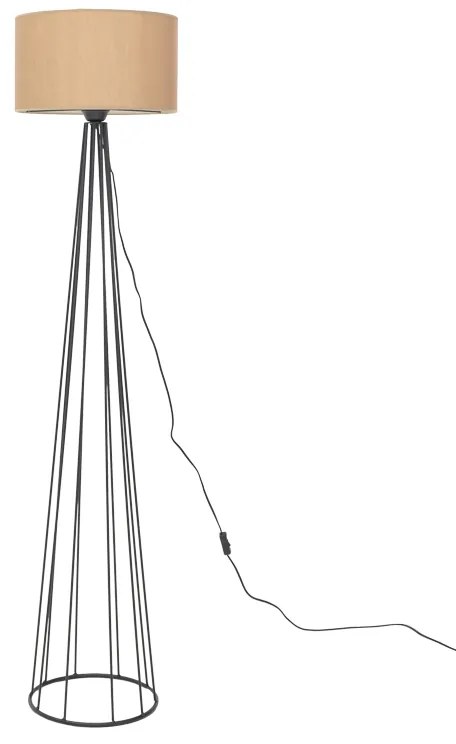 Φωτιστικό δαπέδου Florencia pakoworld Ε27 μπεζ ύφασμα-μαύρο μέταλλο Φ40x125εκ