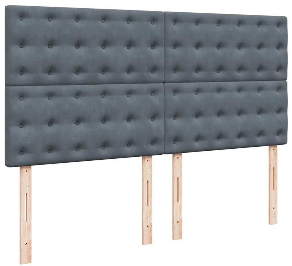 vidaXL Κρεβάτι Boxspring με Στρώμα Σκούρο Γκρι 200x200 εκ. Βελούδινο