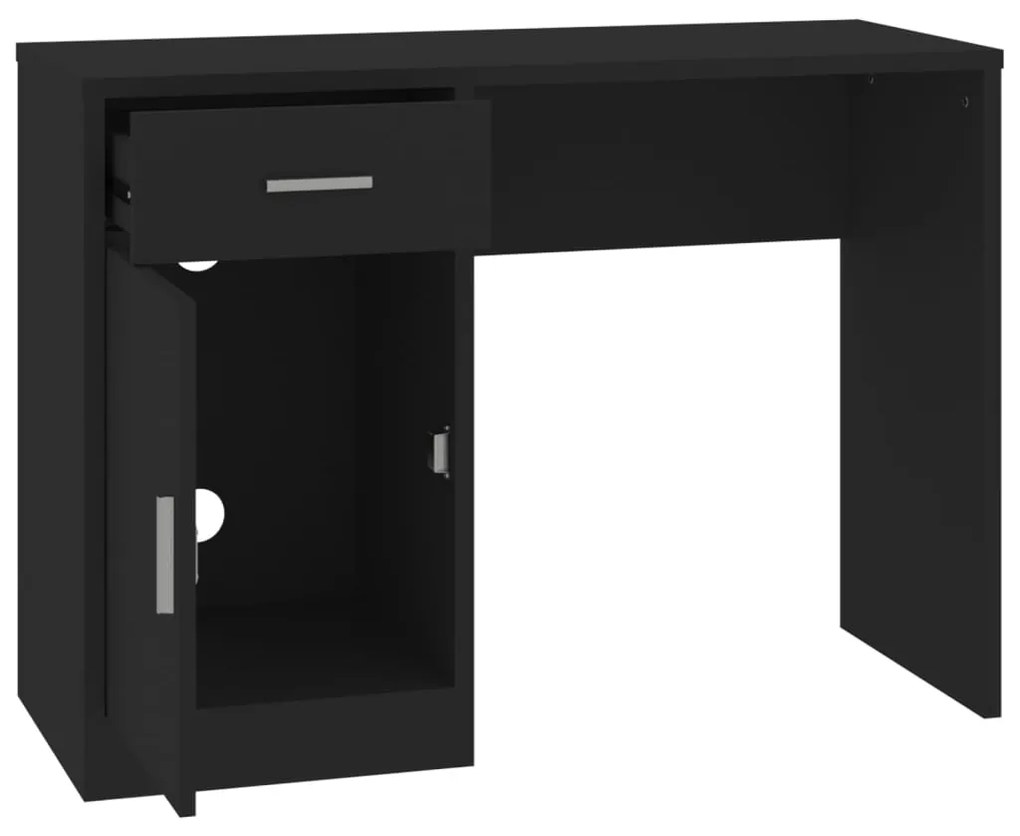 vidaXL Γραφείο με Συρτάρι &amp; Ντουλάπι Μαύρο 100x40x73 εκ. Επεξεργ. Ξύλο